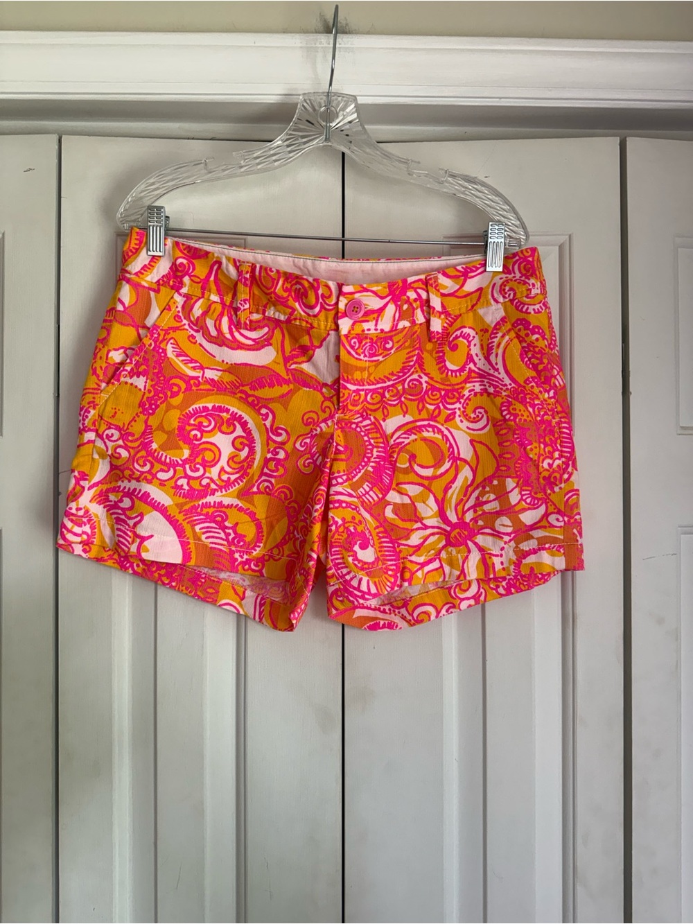 Lilly Pulitzer Women’s Callahan Yellow Sea and Be Seen Pink Orange Shorts Size 8